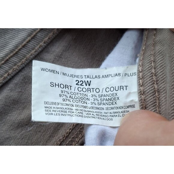 Gloria Vanderbilt Amanda Plus Size 22W Short Khaki Beige Pants 97% Cotton 3% Spa - Picture 6 of 9